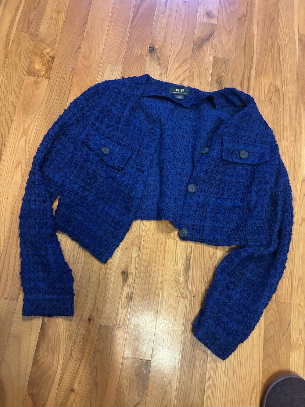 Anthropologie Cropped Bouclé Blazer in Royal Blue